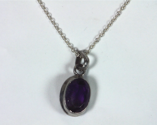Amethyst Genuine Gemstone set in sterling silver Pendent PSS,877 - Image 5