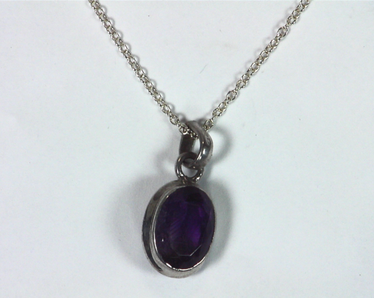 Amethyst Genuine Gemstone set in sterling silver Pendent PSS,877 - Image 5