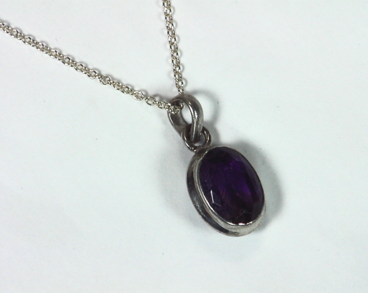 Amethyst Genuine Gemstone set in sterling silver Pendent PSS,877 - Image 4