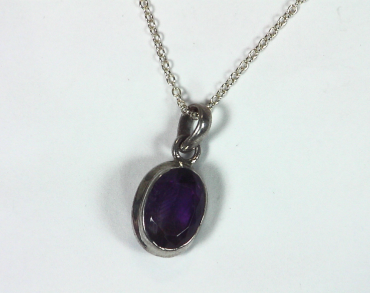 Amethyst Genuine Gemstone set in sterling silver Pendent PSS,877 - Image 3
