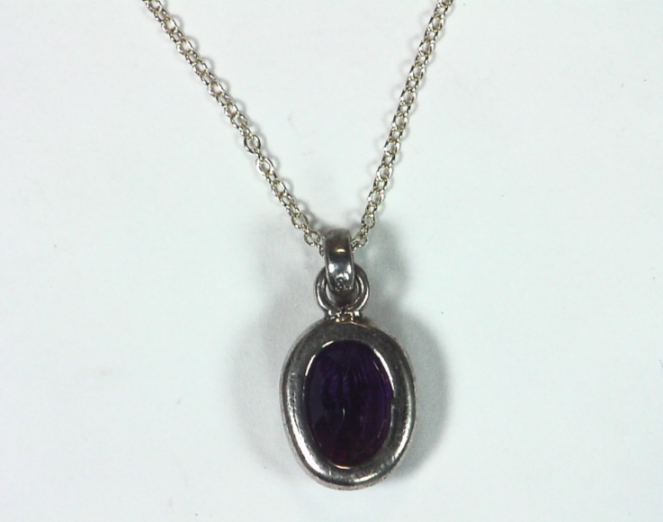 Amethyst Genuine Gemstone set in sterling silver Pendent PSS,877 - Image 2