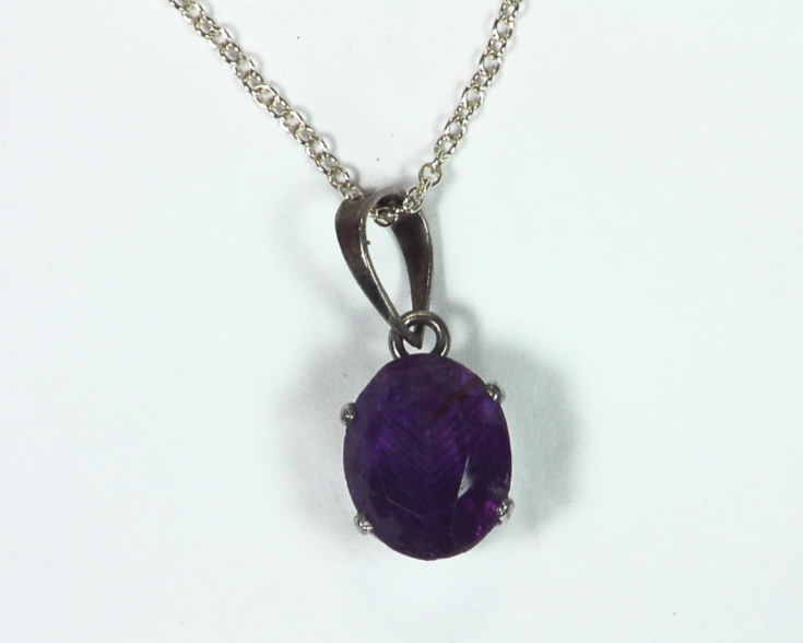 Amethyst Genuine Gemstone set in sterling silver Pendent PSS,919