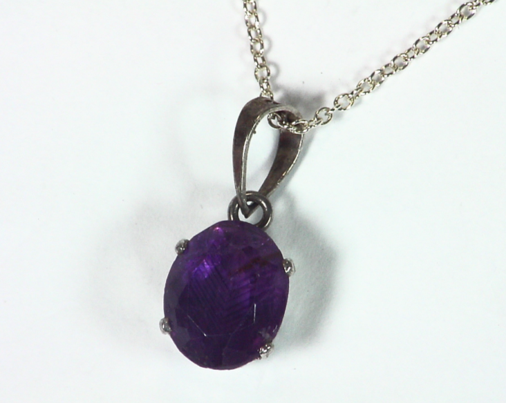 Amethyst Genuine Gemstone set in sterling silver Pendent PSS,919 - Image 6