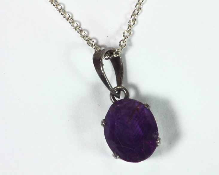 Amethyst Genuine Gemstone set in sterling silver Pendent PSS,919 - Image 5