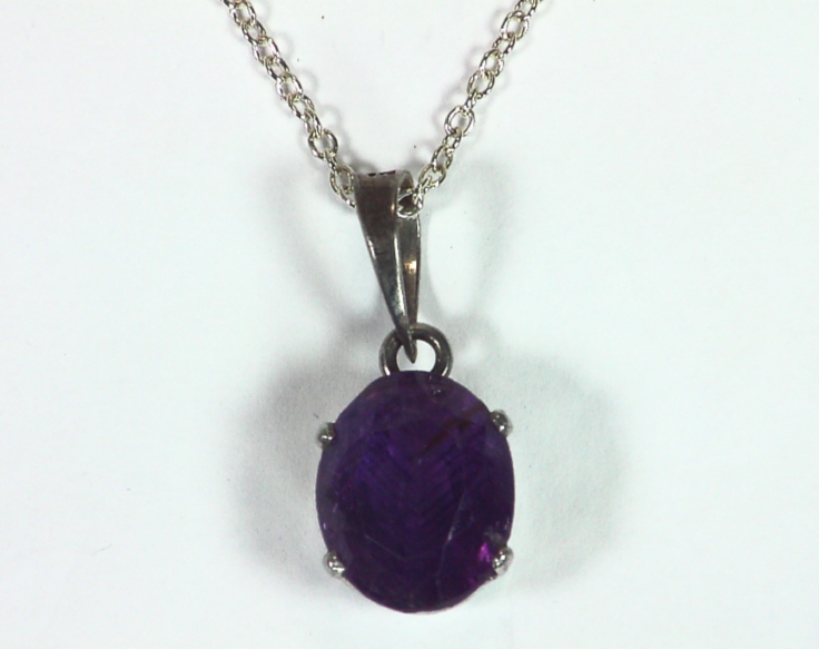 Amethyst Genuine Gemstone set in sterling silver Pendent PSS,919 - Image 4