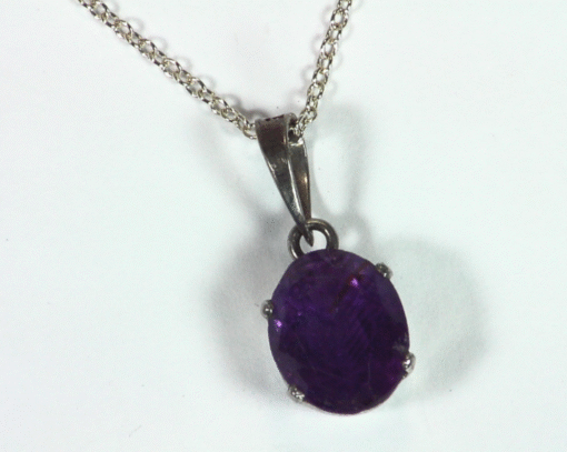Amethyst Genuine Gemstone set in sterling silver Pendent PSS,919 - Image 3