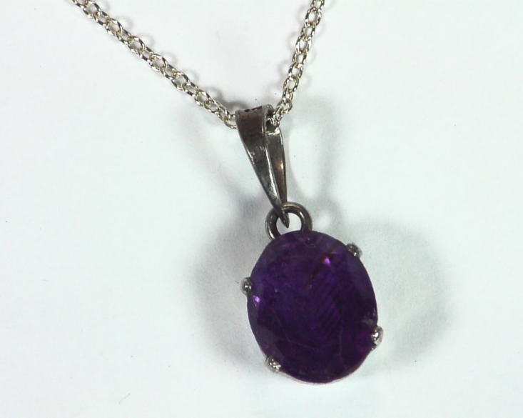 Amethyst Genuine Gemstone set in sterling silver Pendent PSS,919 - Image 3