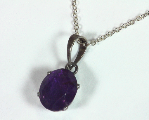 Amethyst Genuine Gemstone set in sterling silver Pendent PSS,919 - Image 2