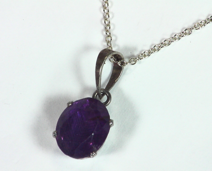 Amethyst Genuine Gemstone set in sterling silver Pendent PSS,919 - Image 2