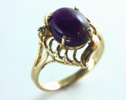 Amethyst Natural Genuine Gemstone Gold and Diamond Ring RFK,159 - Image 4