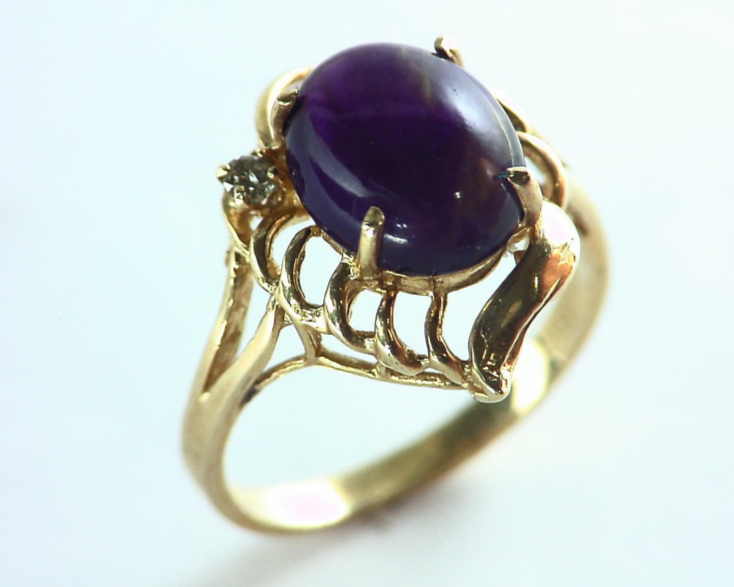 Amethyst Natural Genuine Gemstone Gold and Diamond Ring RFK,159 - Image 4