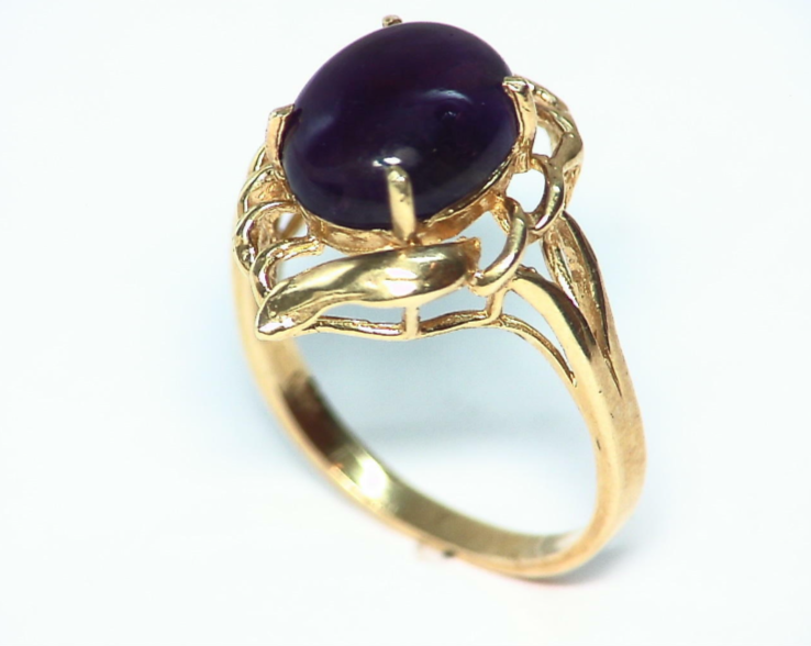 Amethyst Natural Genuine Gemstone Gold and Diamond Ring RFK,159 - Image 3