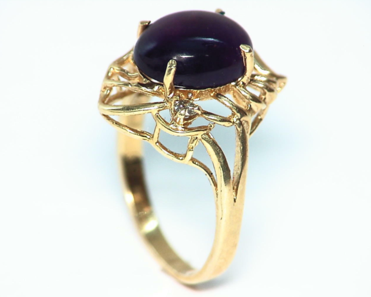 Amethyst Natural Genuine Gemstone Gold and Diamond Ring RFK,159 - Image 2