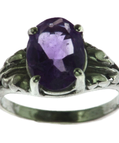 Amethyst Natural Genuine Gemstone Sterling Silver Ring RSS,347