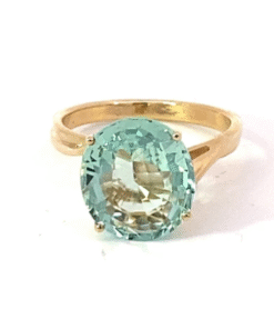 Aquamarine Natural Genuine Gemstone 14 Kt White Gold Lady's  Ring RFK560