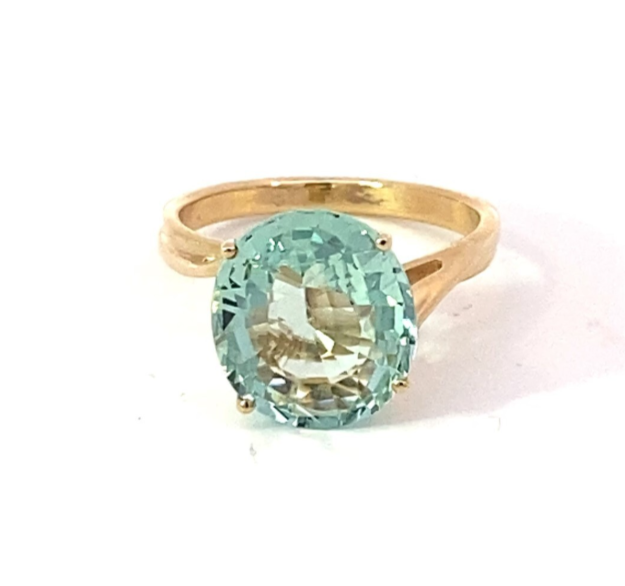 Aquamarine Natural Genuine Gemstone 14 Kt White Gold Lady's  Ring RFK560