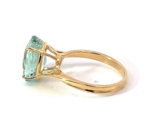 Aquamarine Natural Genuine Gemstone 14 Kt White Gold Lady's  Ring RFK560 - Image 7