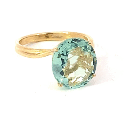 Aquamarine Natural Genuine Gemstone 14 Kt White Gold Lady's  Ring RFK560 - Image 3