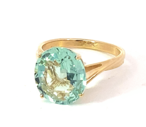 Aquamarine Natural Genuine Gemstone 14 Kt White Gold Lady's  Ring RFK560 - Image 2