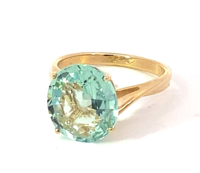 Aquamarine Natural Genuine Gemstone 14 Kt White Gold Lady's  Ring RFK560 - Image 2