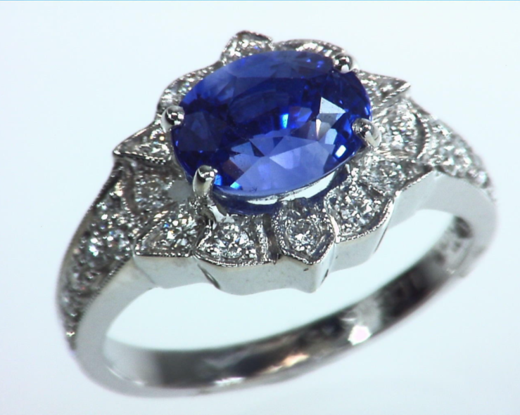 Blue Ceylon Sapphires Engagement Ring 18kt Lady,s Ring RFK,310