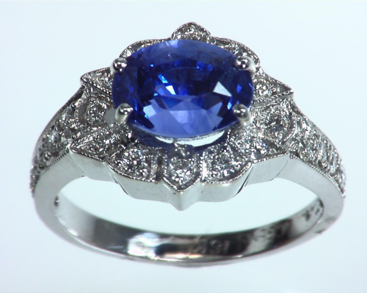 Blue Ceylon Sapphires Engagement Ring 18kt Lady,s Ring RFK,310 - Image 6