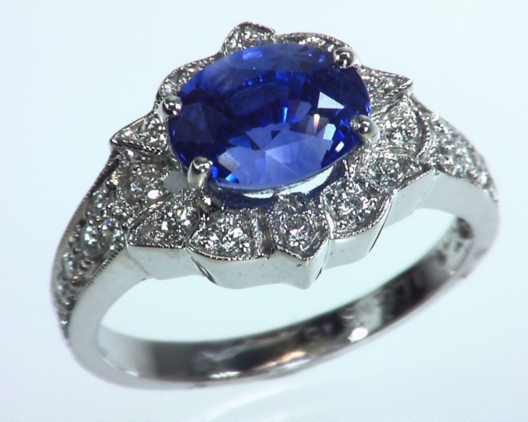 Blue Ceylon Sapphires Engagement Ring 18kt Lady,s Ring RFK,310 - Image 5