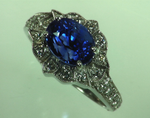 Blue Ceylon Sapphires Engagement Ring 18kt Lady,s Ring RFK,310 - Image 4