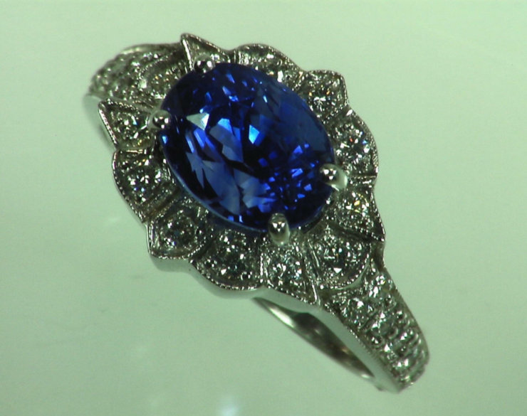 Blue Ceylon Sapphires Engagement Ring 18kt Lady,s Ring RFK,310 - Image 4