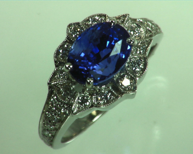 Blue Ceylon Sapphires Engagement Ring 18kt Lady,s Ring RFK,310 - Image 3