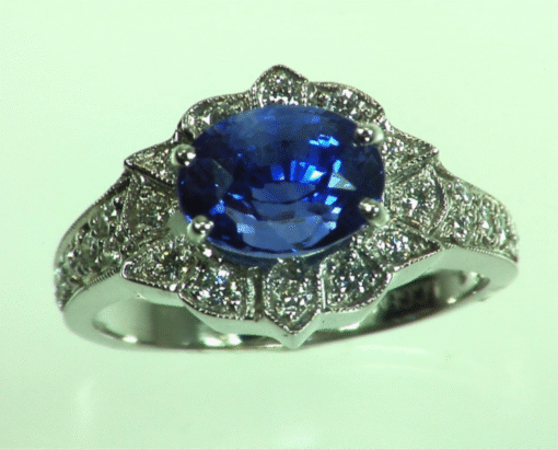 Blue Ceylon Sapphires Engagement Ring 18kt Lady,s Ring RFK,310 - Image 2