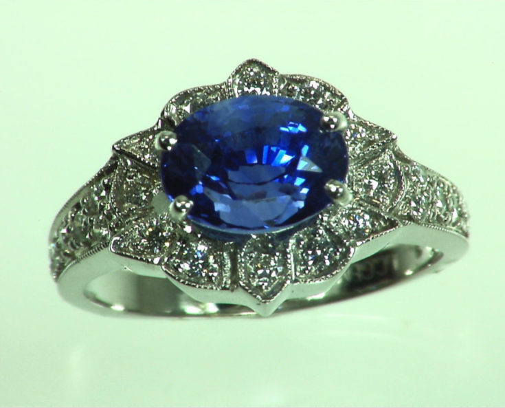 Blue Ceylon Sapphires Engagement Ring 18kt Lady,s Ring RFK,310 - Image 2