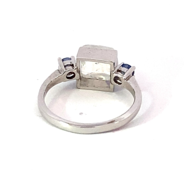 Blue Moonstone Genuine Gemstone Set with Sapphire's in 14 KT Gold Ring,RFK531 - Image 5