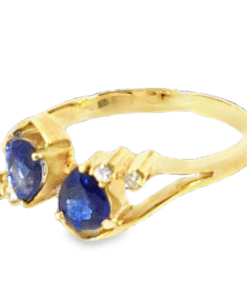 Blue Sapphire And Diamond Natural Genuine 14 KT, Gemstone Ring H58