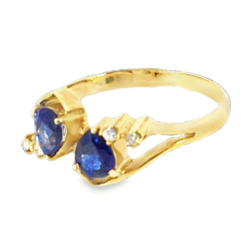 Blue Sapphire And Diamond Natural Genuine 14 KT, Gemstone Ring H58