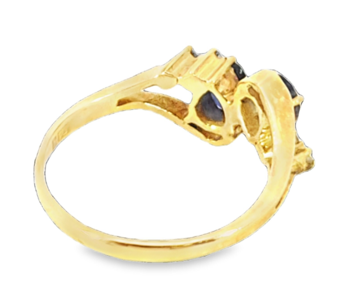 Blue Sapphire And Diamond Natural Genuine 14 KT, Gemstone Ring H58 - Image 10