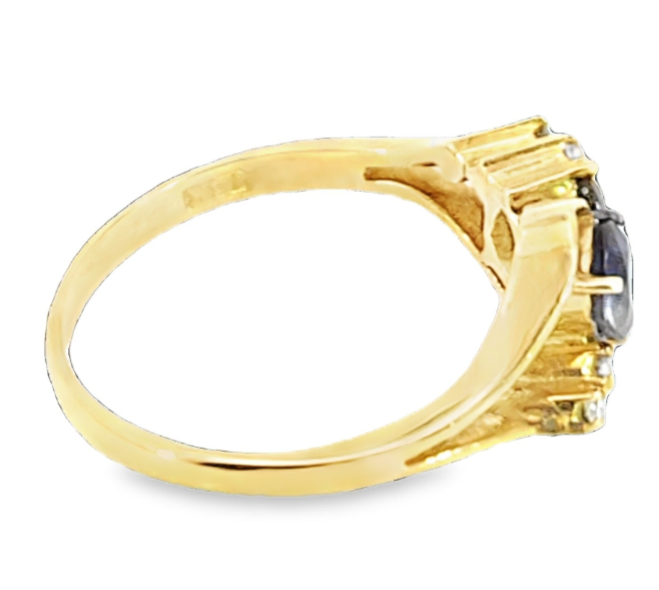 Blue Sapphire And Diamond Natural Genuine 14 KT, Gemstone Ring H58 - Image 8