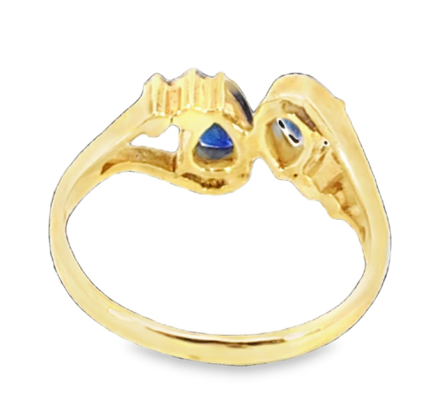 Blue Sapphire And Diamond Natural Genuine 14 KT, Gemstone Ring H58 - Image 7