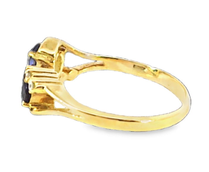Blue Sapphire And Diamond Natural Genuine 14 KT, Gemstone Ring H58 - Image 6