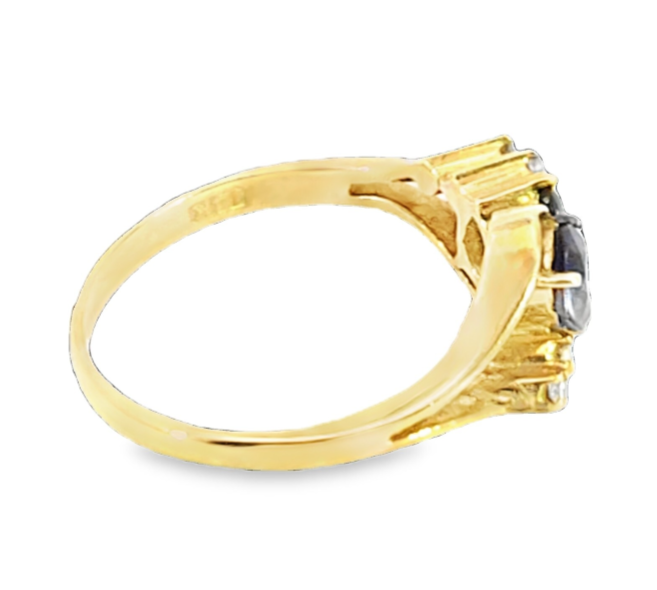 Blue Sapphire And Diamond Natural Genuine 14 KT, Gemstone Ring H58 - Image 4