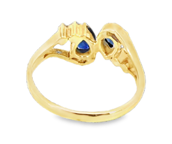 Blue Sapphire And Diamond Natural Genuine 14 KT, Gemstone Ring H58 - Image 3