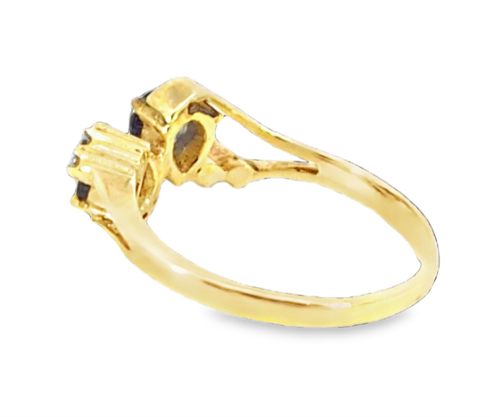 Blue Sapphire And Diamond Natural Genuine 14 KT, Gemstone Ring H58 - Image 2