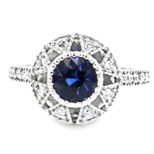 Blue Sapphire Genuine Gemstone Sri Lanka 14KT, Gold Engagement Ring,RFK580