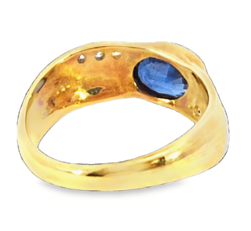 Blue Sapphire Natural Genuine 18 KT, Yellow Gold Diamond Engagement Ring H15 - Image 7