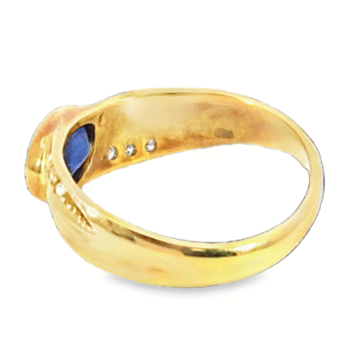 Blue Sapphire Natural Genuine 18 KT, Yellow Gold Diamond Engagement Ring H15 - Image 6