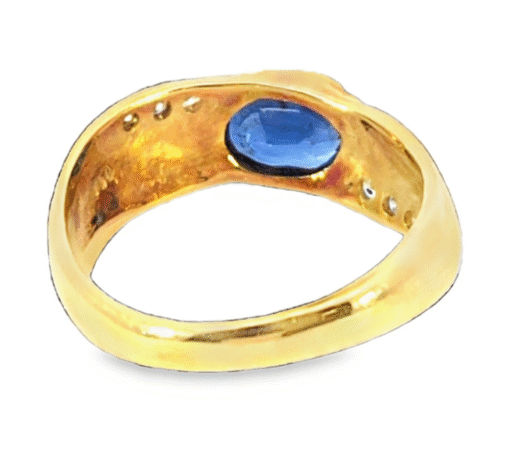 Blue Sapphire Natural Genuine 18 KT, Yellow Gold Diamond Engagement Ring H15 - Image 3