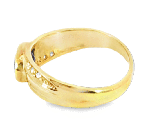 Blue Sapphire Natural Genuine 18 KT, Yellow Gold Diamond Engagement Ring H15 - Image 2