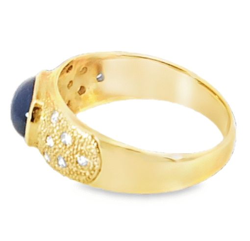 Blue Sapphire Natural Genuine 18 KT, Yellow Gold Diamond Engagement Ring H16 - Image 11