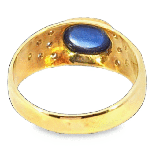 Blue Sapphire Natural Genuine 18 KT, Yellow Gold Diamond Engagement Ring H16 - Image 10