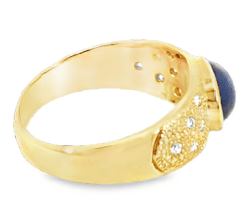 Blue Sapphire Natural Genuine 18 KT, Yellow Gold Diamond Engagement Ring H16 - Image 9